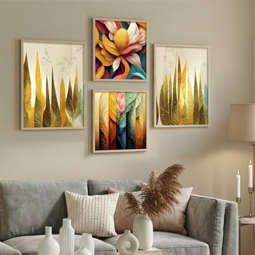 Image of kotart Aesthetic Modern Wall Decor Paintings with Frame for Home Decoration - Painting for Living Room Bedroom - Painting for Wall Decoration Set of 4 (Art 4, Big (13x17 or 13x13 inch))