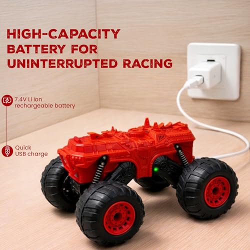 Image of Moon Rover Remote Control Car 4x4 | 1:12 Scale | 40 KM /H High-Speed | 4WD Off-Road | 360 Rotation | 45 Climb | 2.4GHz Signal | 7.4V Rechargeable Battery | Fun Learning Toy for 6-12 Year - Red