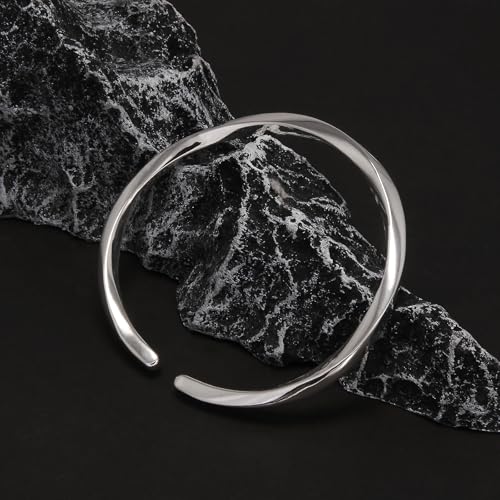 4mm Thick 925 Sterling Silver Twist Mobius Bracelet for Women Men, Adjustable Infinity Symbol Cuff Bangle, Birthday Christmas Jewelry Gift (2 Styles: High Polished & Retro)4