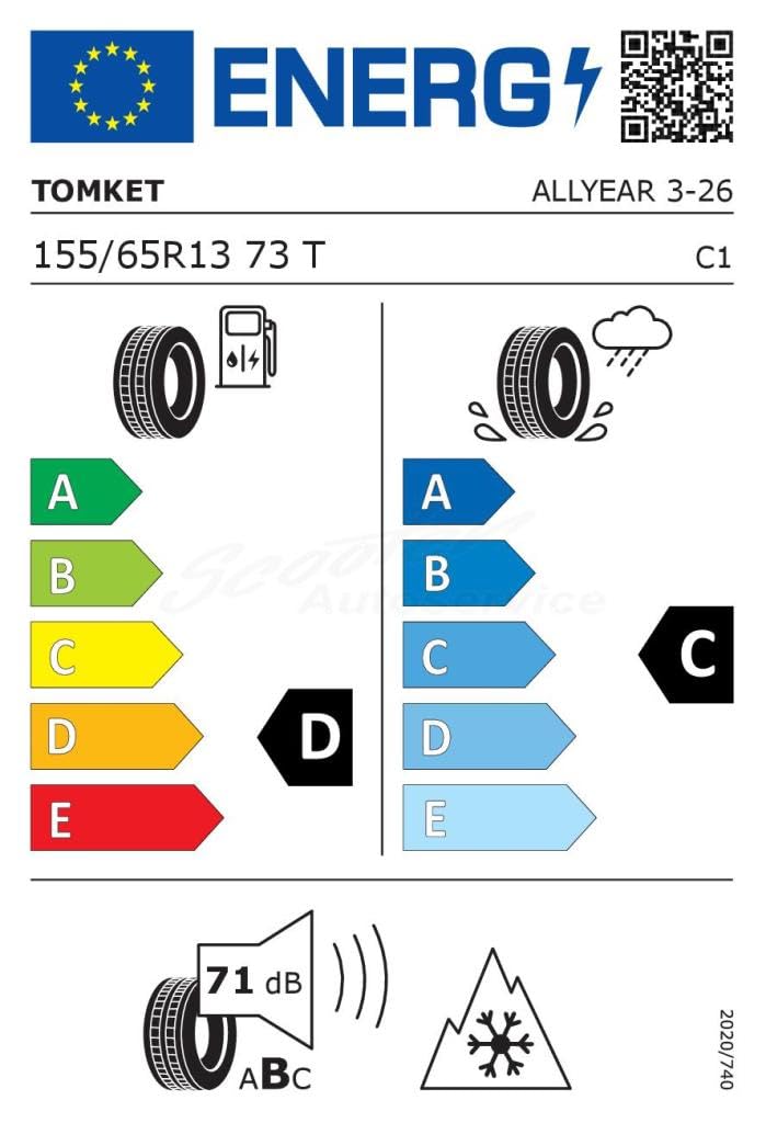 TOMKET BSW M+S 3PMSF TL 73T Pneumatici per tutte le stagioni, 155/65 R 13, con profilo TOMKET ALLYEAR 3