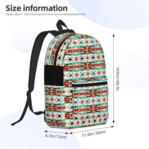 Aztec Ethnic Pattern Fashionable Daypack 17 Inches Zippers Backpack Double Shoulder Bag for Women Men2