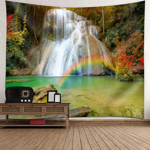 Tapiz de pared con diseño de cascada que aporta amplitud y frescura natural a tu salón