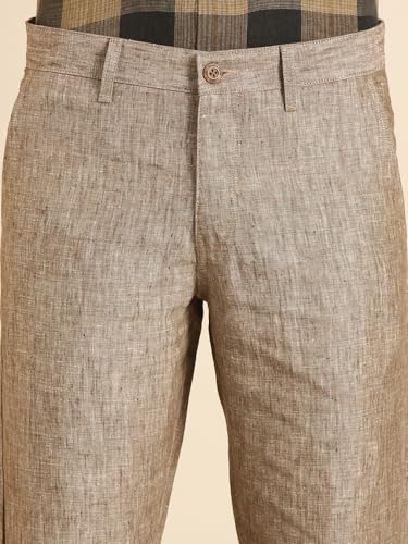 Image of Linen Club Men's Pure Linen Contemporary Fit Casual Trousers
