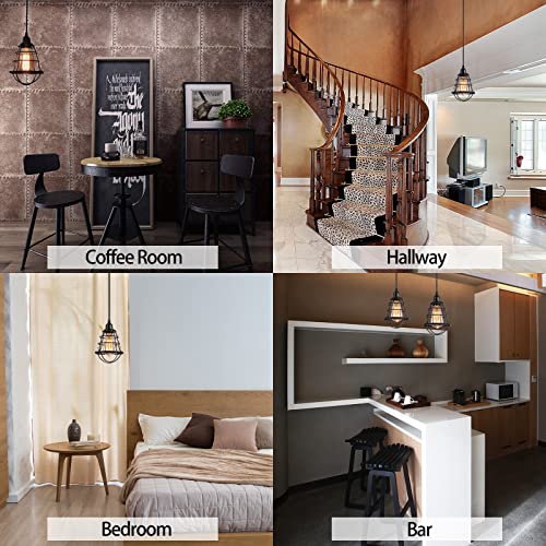 Industrial Plug In Pendant Light Vintage Hanging Cage Pendant Lighting E26 E27 Mini Pendant Light Edison Plug In Light Fixture On/Off Switch 2 Pack #TOP5
