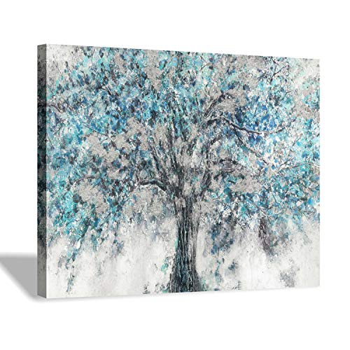 Hardy Gallery Abstract Tree Canvas Wall Art: Blue Painting Graphic