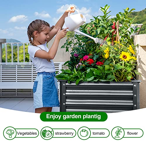 Land Guard Galvanized Raised Garden Bed With Legs, 48×24×32In Large Metal Elevated Raised Planter Box With Drainage Holes For Backyard, Patio, Balcony, 400Lb Capacity(Grey)…… #TOP4