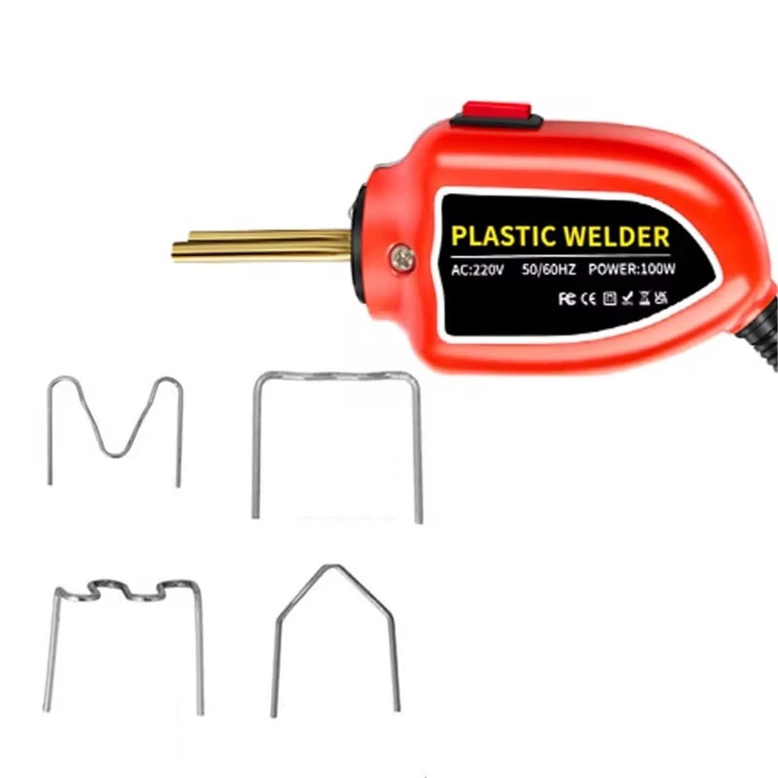 clous de soudage Soudeuse plastique, agrafeuse à chaud, machine de réparation d'agrafes, pare-chocs voiture, outils soudage par(Red)