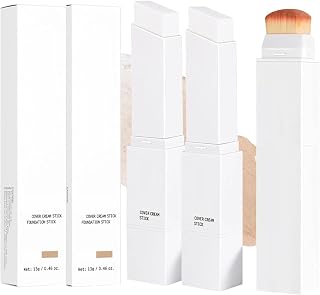 Base Que Cambia De Color,2 EN 1 Base De Maquillaje En Barra,Stick De Base Que Con Cabezal Brocha,Maquillaje De Cobertura Completa A Media,Larga Duración,Para Todo Tipo Pieles (Natural)