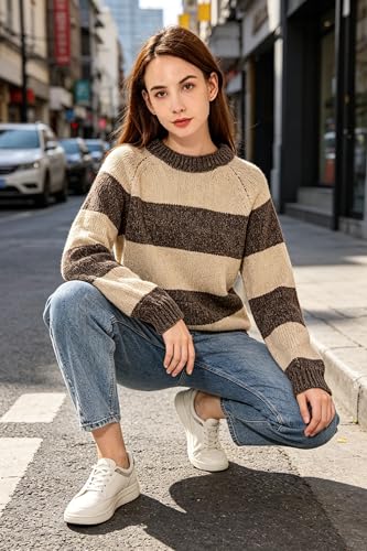 Image of Simple&Opulence Women's Chenille Sweater Crewneck Long Sleeve Pullover Ribbed Cuff Hem Round Neck Jumper Tops
