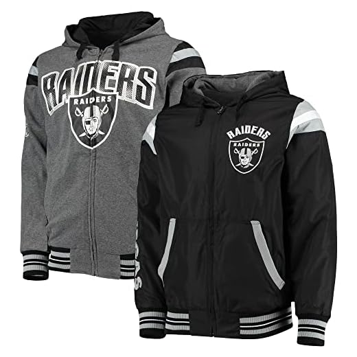 G-III Sports Men's Black/Charcoal Las Vegas Raiders Fast Pace Reversible Full-Zip Jacket