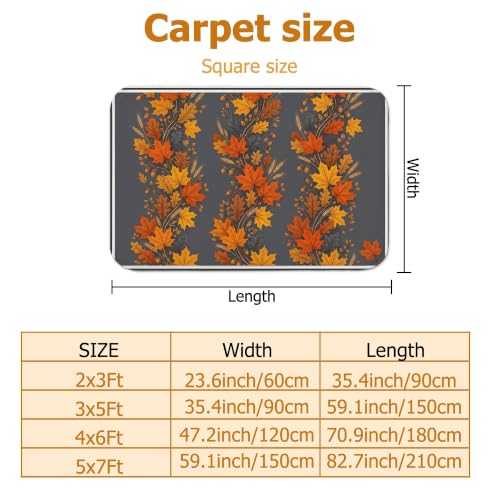 Alfombra de hojas de arce rectangular gris suave para dormitorio y pasillo 3