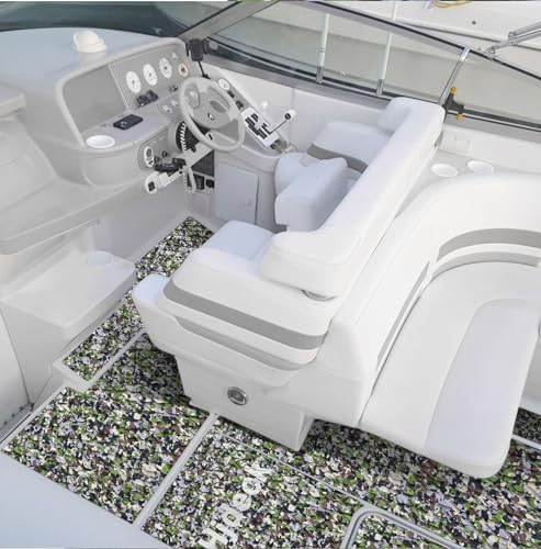 Image of Hjdeck Boat Flooring EVA Foam Boat Decking Self Adhesive Camo Deck Grip Pad Marine Carpet for Yacht, Kayak Decking, Surfboard Traction Pad, SUP Paddle Board, RV Flooring, Motorboat, Golf Cart