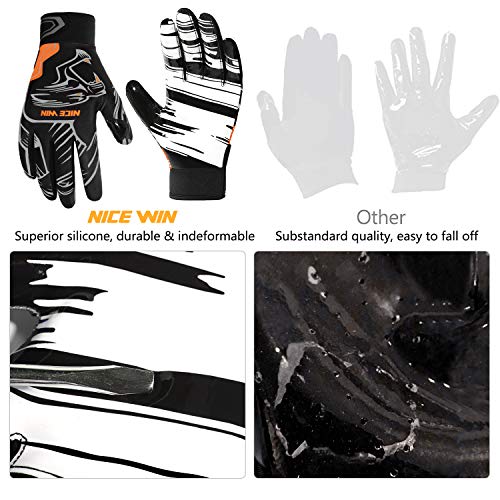 Nicewin Football Gloves Receiver Glove Fashion Leopard Print Breathable Mesh Antiskid Silicone For Youth Kids, Black Large #TOP3