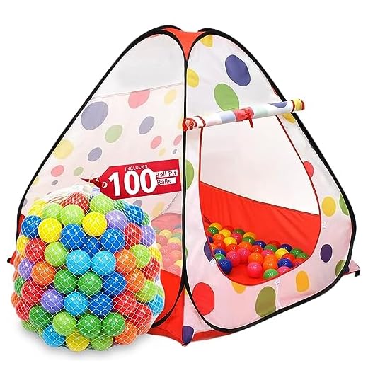 Kiddey Kids Ball Pit Play Tent - 100 Ball Pit Balls Included - Pops up No Assembly Required - Use as a Ball Pit or As an Indoor/Outdoor Play Tent, (Ball Pit with Balls)
