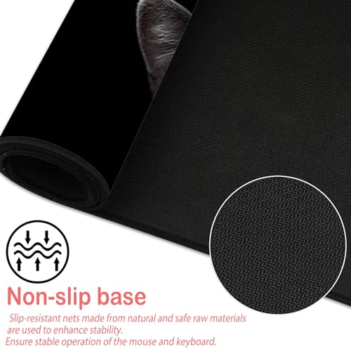 Image of Nuxovilar Professional Large Mouse Pad 11.8x31.4 Inch Polyester Desk Mat for Home Office Gaming Room Cute Decor - Gray Cat