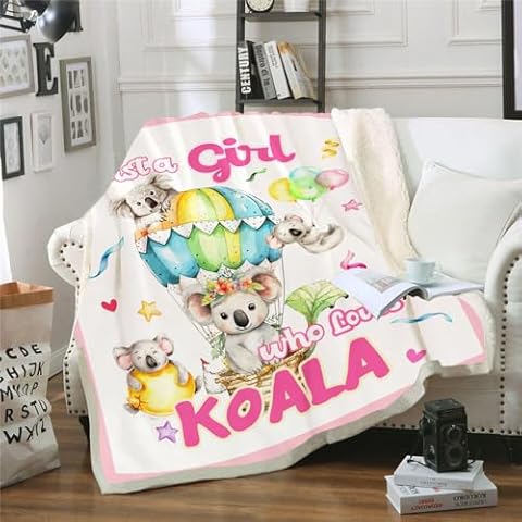 Just A Girl Who Love Koala Blanket Cute Funny Koala Decor Throw Blanket Gifts for Girls Boys Koala Lover Super Warm Soft Plush Bedding Blanket (Koala,50"x 60") Cover