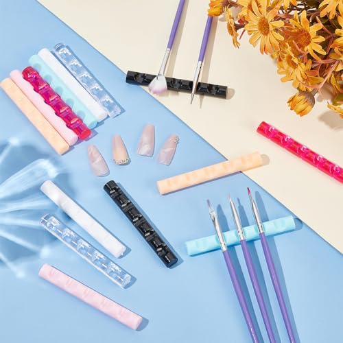 Image of BENECREAT 14Pcs 7 Colors Nail Art Pen Holder, 3x0.4x0.35inch Acrylic Nail Art Brush Pen Holder Stand, Painting Pen Brush Organizer for Nail Art Brush, Drawing Pens