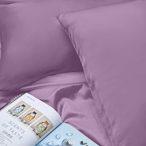 Miniatura 6 de INSSL - Funda de almohada de seda de morera para mujeres, para cabello y piel, te mantiene cómoda y transpirable durante el sueño (color morado, de
