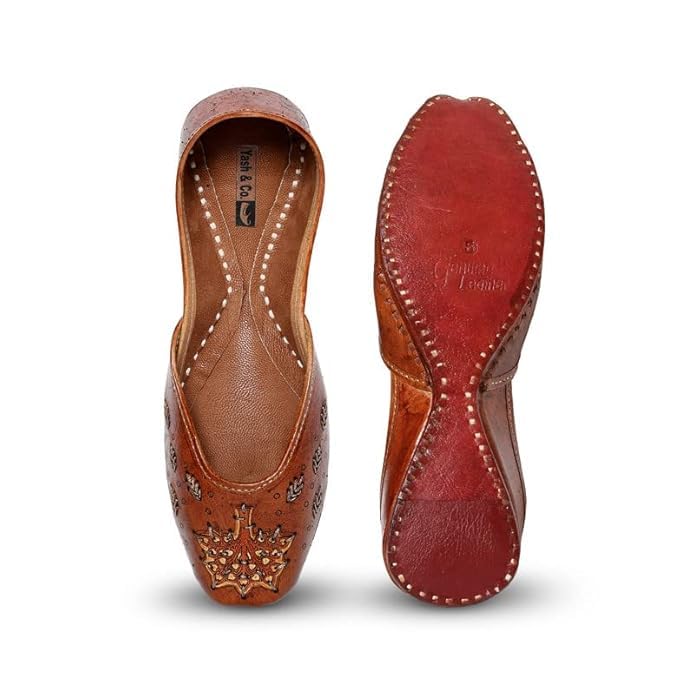 YASH & CO. Pure Leather Hand Crafted Bellies| Rajasthani Jutti, Mojari| Latest Collection Comfortable Stylish Slip on Bellies & Ballerina for Women & Girls/Ethnic Bellies Footwear3