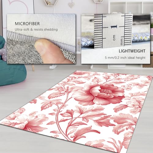 Tapis fleurs de pivoines antidérapant lavable pour sécuriser le sol de chambre