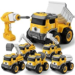 GizmoVine 6 in 1 Construction toys for 4 year old boys Take Apart Excavator Toys with Electric Drill Converts to Remote… GizmoVine 6 in 1 Construction toys for 4 year old boys Take Apart Excavator Toys with Electric Drill Converts to Remote…