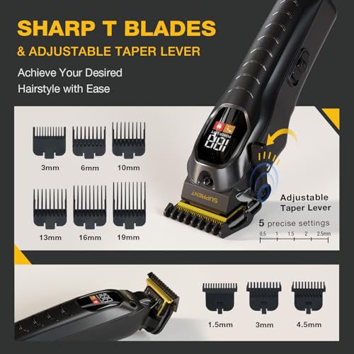 SUPRENT Cordless Hair Clippers for Men - Professional Hair Clippers & Trimmers Set, Wireless Hair Cutting Kit for Family, Rechargeable Hair & Beard Trimmer Set for Men with LED Display - Thumbnail 3