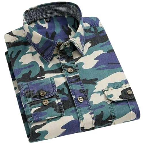 Chemises de randonnée robustes style camouflage avec doubles poches