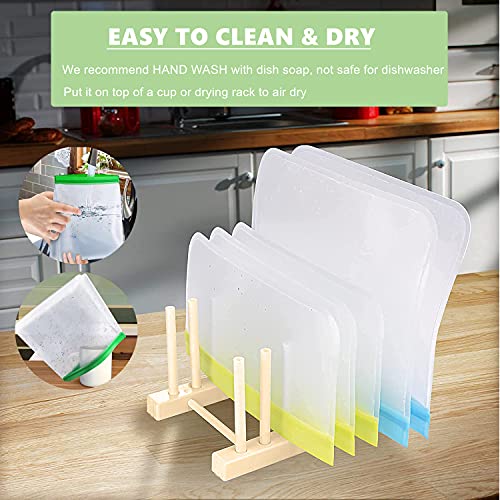 Reusable Food Storage Bags, 24 Pack BPA Free Reusable Freezer Bags, Leakproof Storage Bag for Food (8 reusable gallon bags & 8 reusable sandwich bags & 8 reusable snack bags)