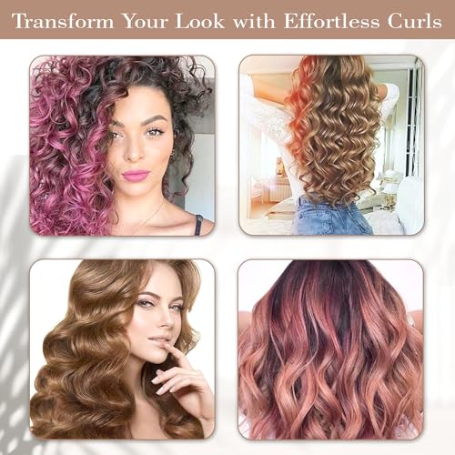 Image of GLUN Non-Damaging Hair Curling Strips, 3 Counts Brown Colour, Hair Curler with Hook, for All Hair Types, Overnight Curler for Beautiful Natural Wave Texture