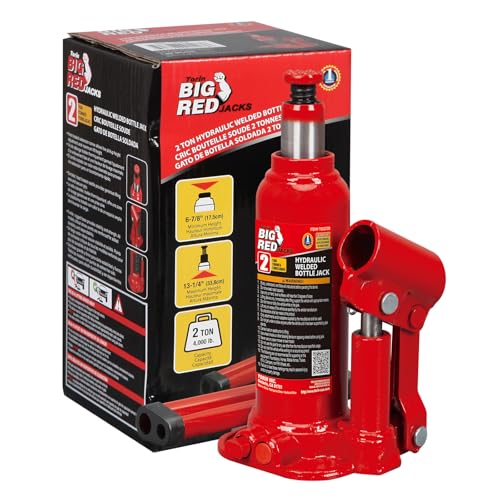 BIG RED 2 Ton (4,000 LBs) Capacity Hydraulic Welded Bottle Jack, TAM90203B