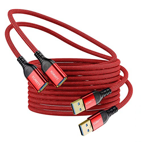 XGMATT USB 3.0 Extension Cable 3M 2Pack,USB A Male to A Female Cable USB Extension Lead High Speed Data Transfer Compatible for Printer Scanner