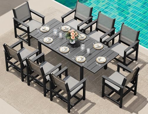 SERWALL 9-Piece Outdoor Dining Set, 60" - 83" Expandable Patio