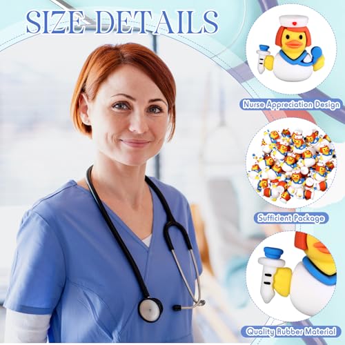 Image of Gejoy 50 Pcs Mini Nurse Rubber Ducks Nurse Appreciation Week Figurines Bulk Small Assorted Rubber Ducks for Birthday Gifts Party Exchanging Favors Holiday Decor