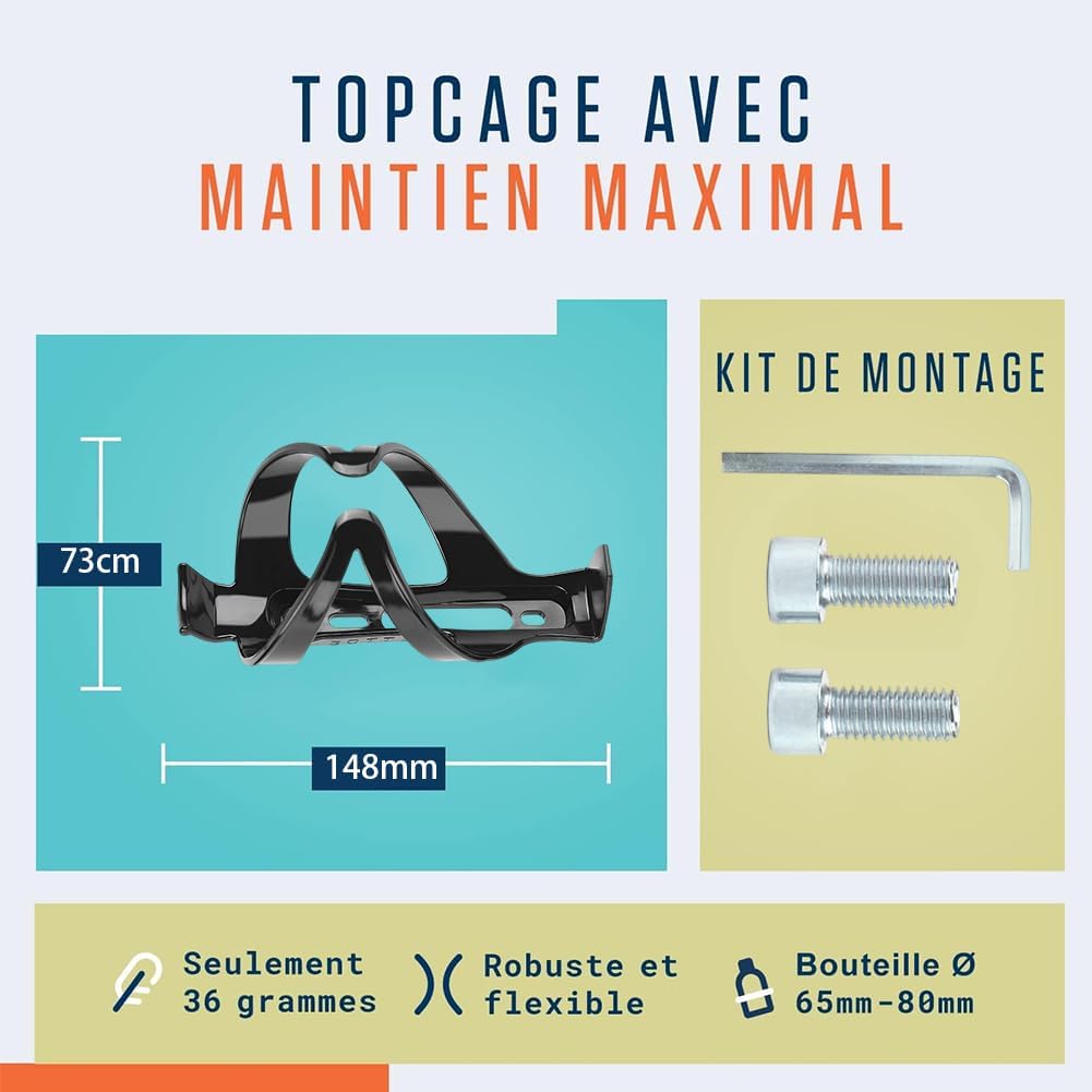 FYJCXCMP Porte-bidon Vélo Universel – Léger, Plastique Costaud, S’installe En 2 Min – Noir