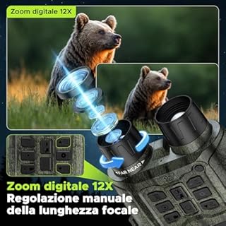 HOTPEAK Binocolo Visione Notturna, 112 MP 4K Binocolo Notturno con Zoom 12X & Batteria Ricaricabile 5000mAh, Scheda 64GB Inclusa, Visione Infrarossa, Perfetto per Caccia, Campeggio & Sicurezza