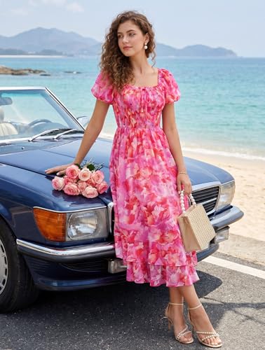 Image of GRACE KARIN Womens Summer Floral Maxi Dress 2026 Flowy Wedding Guest Dress A Line Boho Dresses Fashion Clothing with Pockets