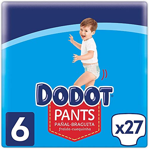 DODOT Pants Pañal-Braguita Talla 6, 27 Pañales, 15Kg+, Pañal-Braguita con Ajuste 360° Anti-Fugas
