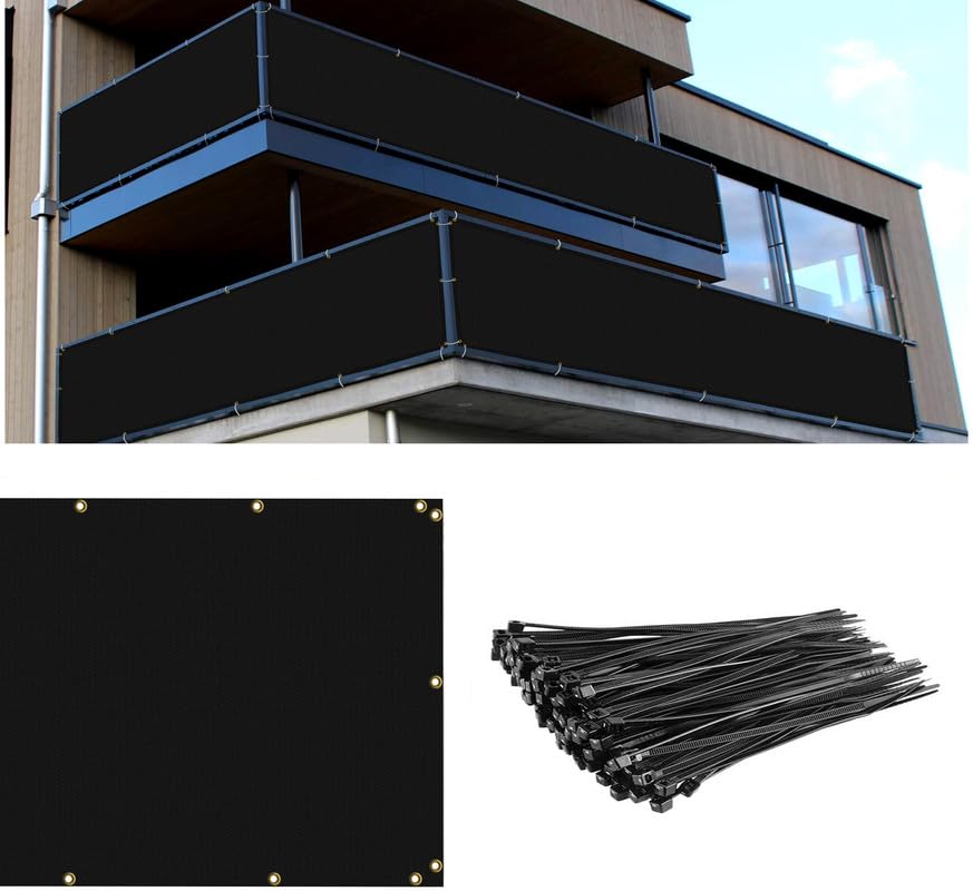 Image of HDPE Fabric Self Fold Baby Kids Safety Net Protector for Balcony & Staircase Railing Guard,Balcony Stairway Net Baby Safety Products for Indoor&Outdoor(Black Color, 0.90X2 MTR)