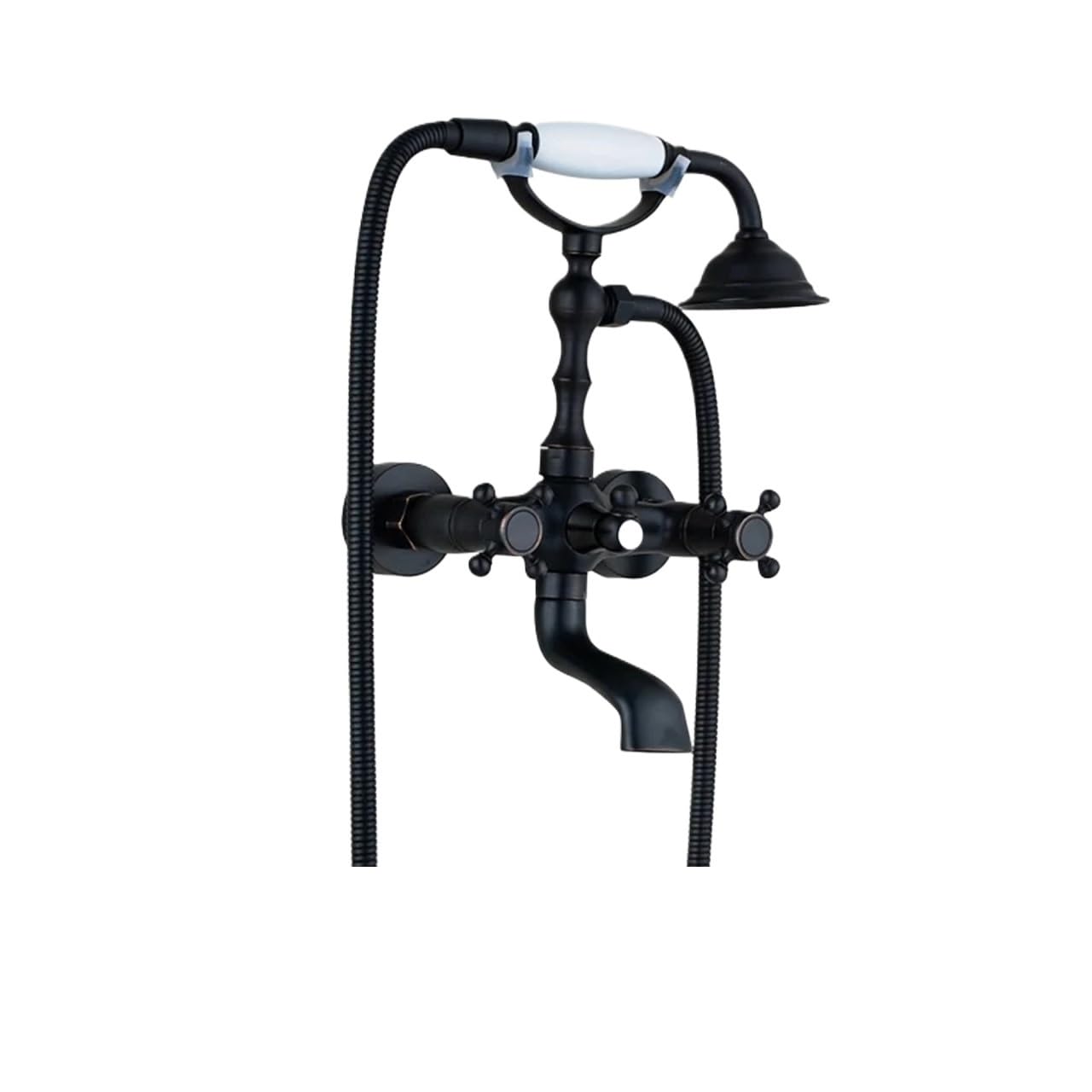 Robinet mural en laiton avec douchette pour baignoire et douche moderne bronze noir