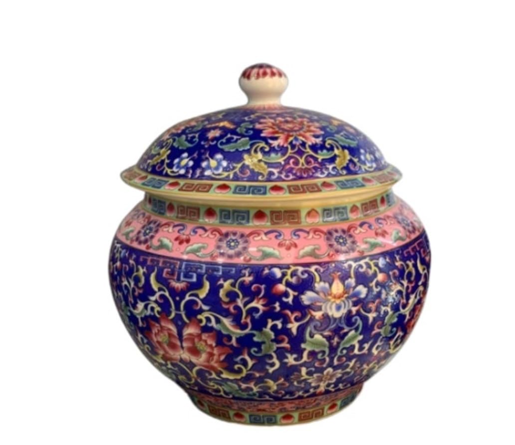 Sjdopulse D Ecorative Jar Ginger Jar Vase Ecor Ceramic Tea Container Vase Ginger Jars With Li For Home Ecor Vase Ecoration For Living Room Office Ginger Jars Storage Jar