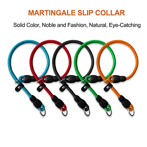 LOS ANDES Dog Slip Collar Choke Collar for Dog Training Nylon Rope Collar with Adjustable Stopper No Pull Round Martingale Dog Collar for Small Medium Large Dogs(Orange - Image 2