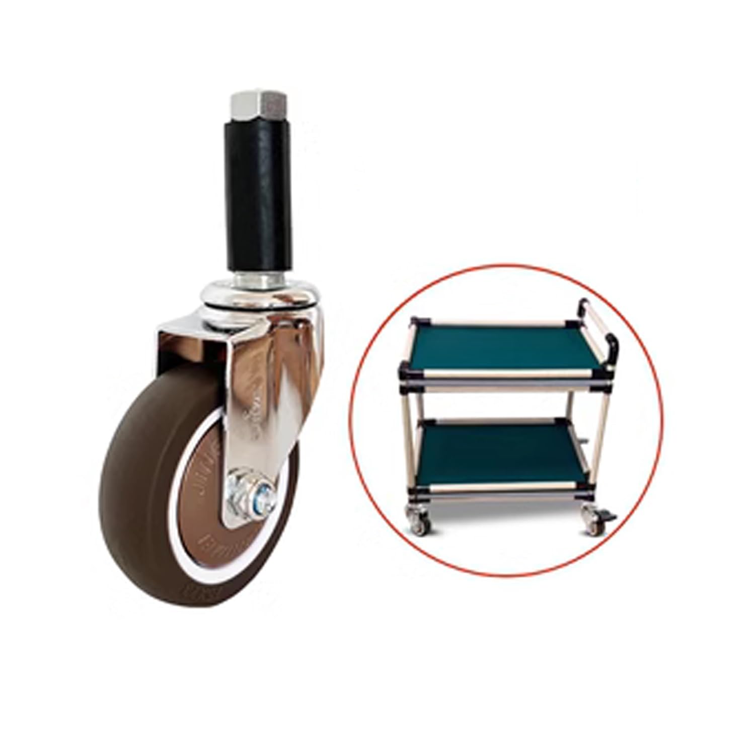 per carichi Pesanti di bloccaggio Industriale Ruote Set da 4-3'' / 4'' Dilatabile Perno Ruota M12, Girevole Ruote in Gomma per Commerciale Cucina Prep Tables e Carrelli
