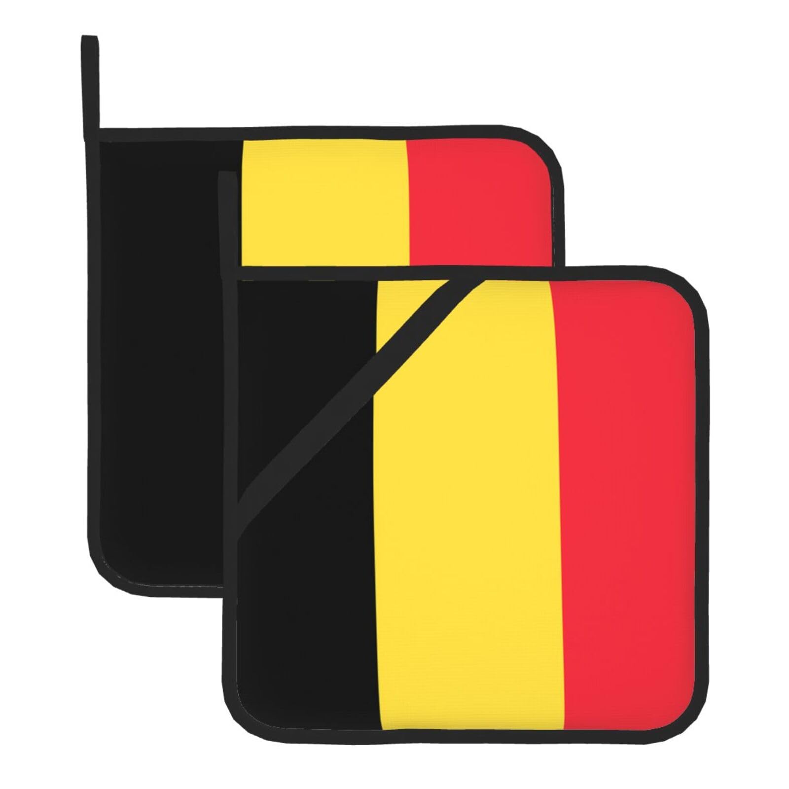 HJFCZH Flag of Belgium Prints Square Hot Pads for Kitchen Counter - Waterproof Pot Holders, Durable Heat Resistant Throw Layers for Serving, Oven & BBQ - 2 Pack
