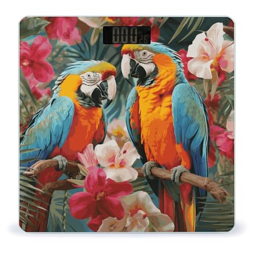 Báscula digital Tropical Plants and Parrots de vidrio templado miniatura 1