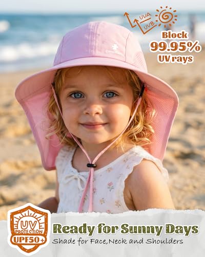 Image of camptrace Safari Kids Sun Hat Wide Brim Bucket Cap Toddler Fishing Hats Boy Girl
