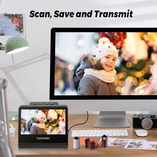 22 MP Film & Slide Scanner with 5 Inch LCD Screen, All-in-One Digital Film Scanner Built-in 16GB Memory Converts B&W/135/110/126 KPK Negative and Super 8/Monochrome Slides into JPEG Photos