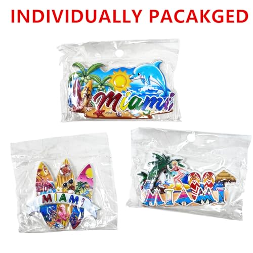 3 imanes decorativos de resina Miami en pack de 3 miniatura 7