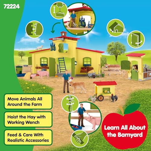 Image of Schleich Farm World Giant 123-Piece Playset Pack with Farmhouse, Chicken Coop, Horse Stall, Farm Toys for Toddlers Ages 3+