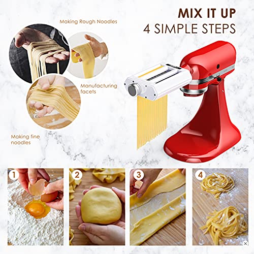 image for FirstBuy Pasta Maker Attachment for Kitchenaid Stand Mixers, 3 in 1 St