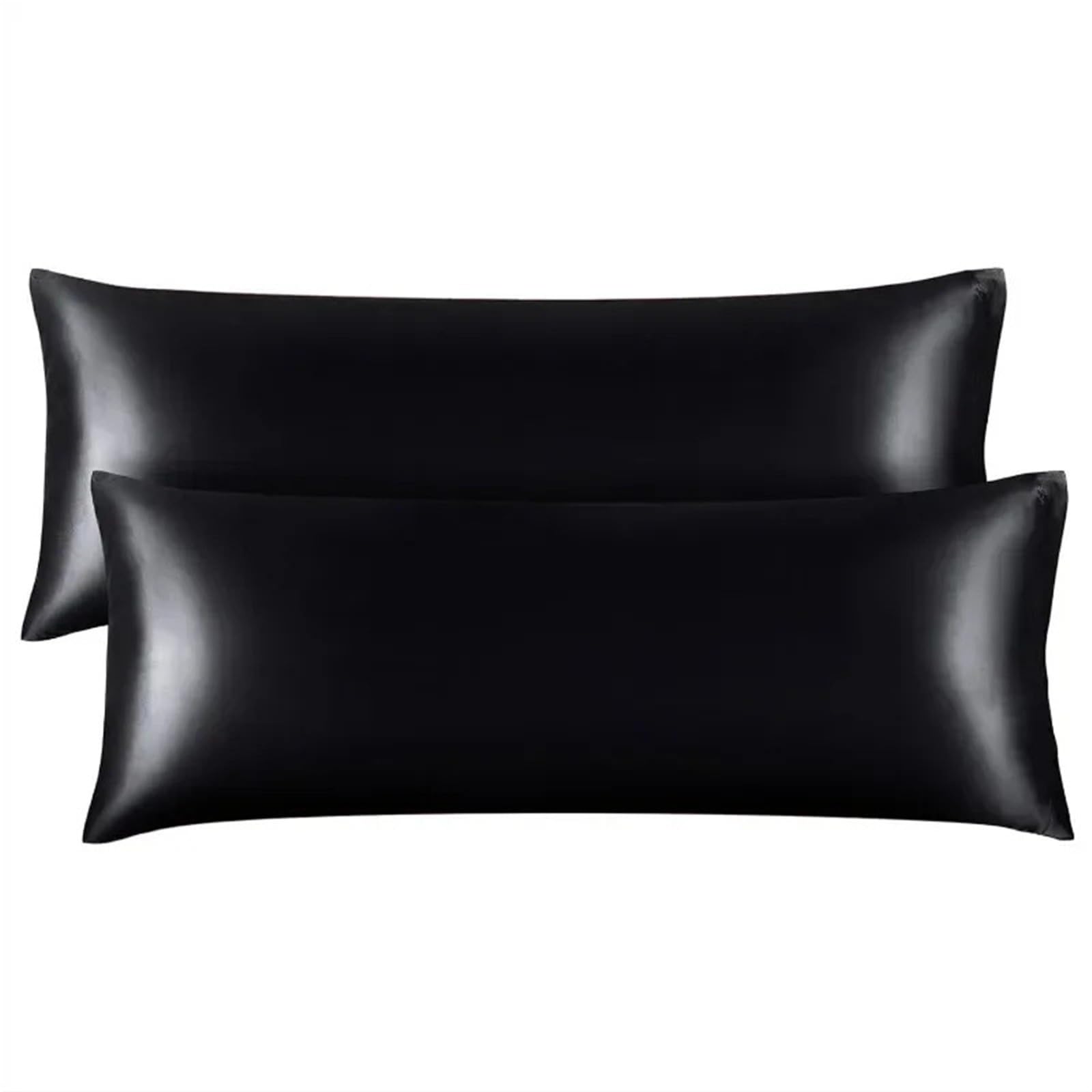 Federa in raso 50x66 cm for federe for capelli e pelle for donne e uomini(Black 2pcs)